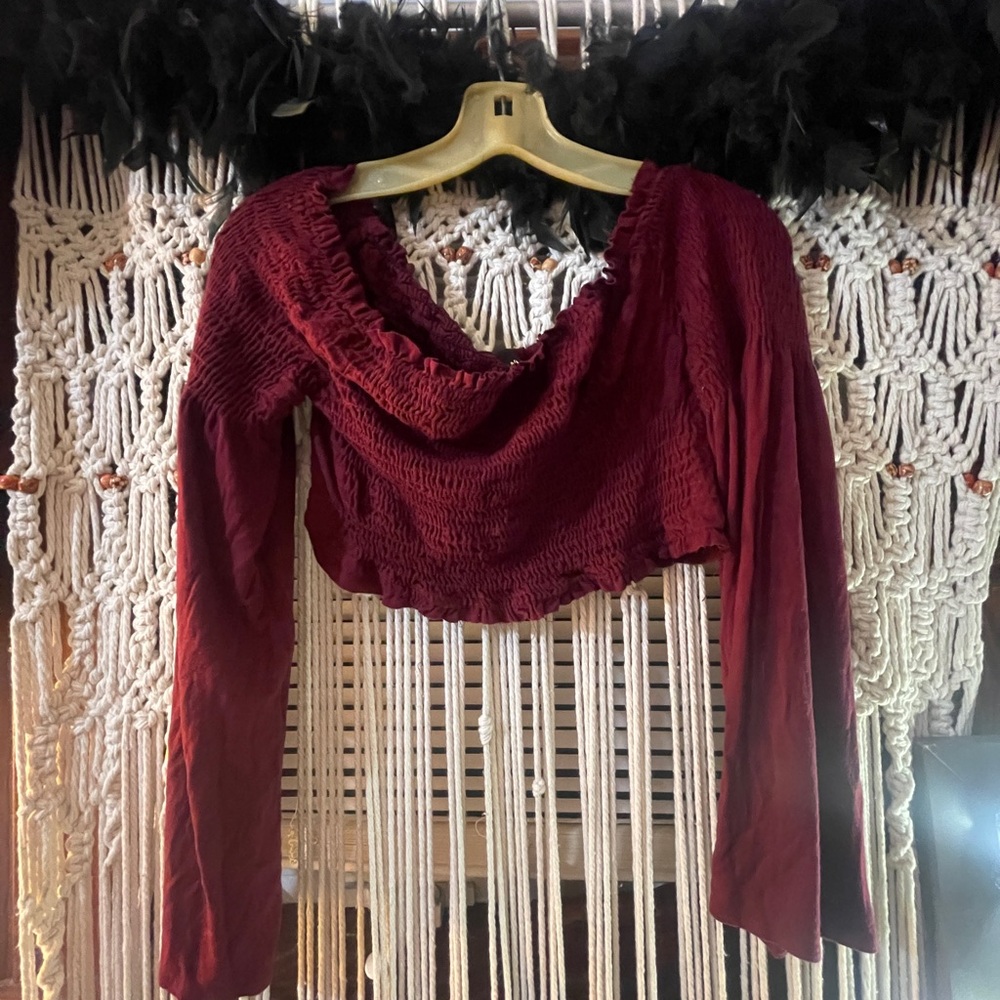 Elegant Burgundy Long Sleeve Top